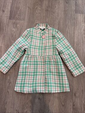 The Beaufort Bonnet Company Girls Green Pink Plaid Coat